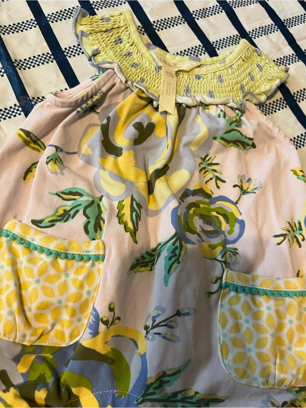 Matilda Jane Pink Floral Romper with Yellow Accents